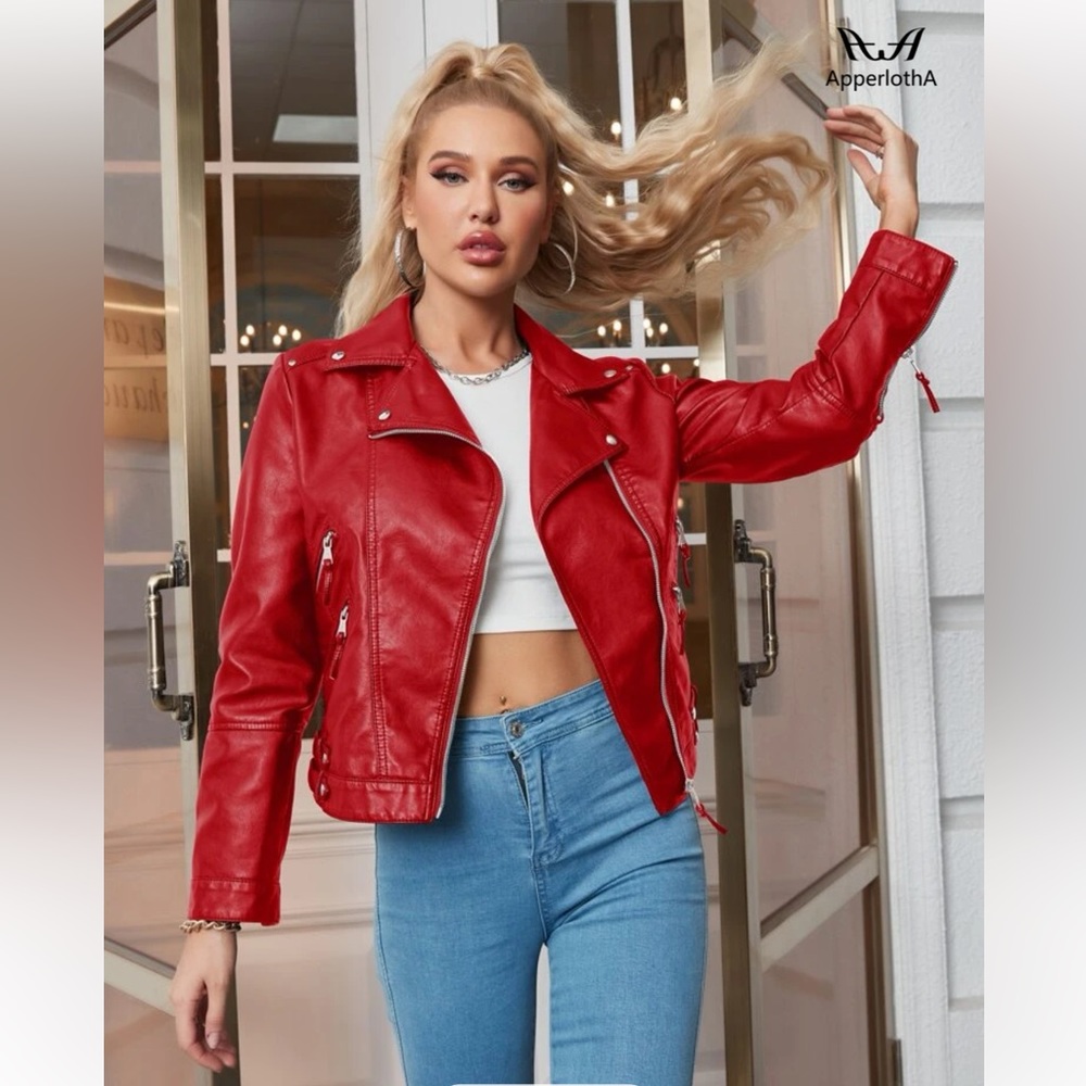 Red new leather jacket! Never worn.